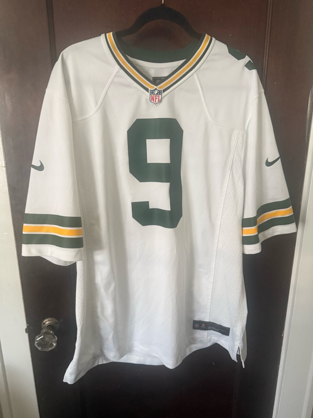 Packers Nike White Green & Gold Football Jersey #9 Watson. AUTHENTIC!